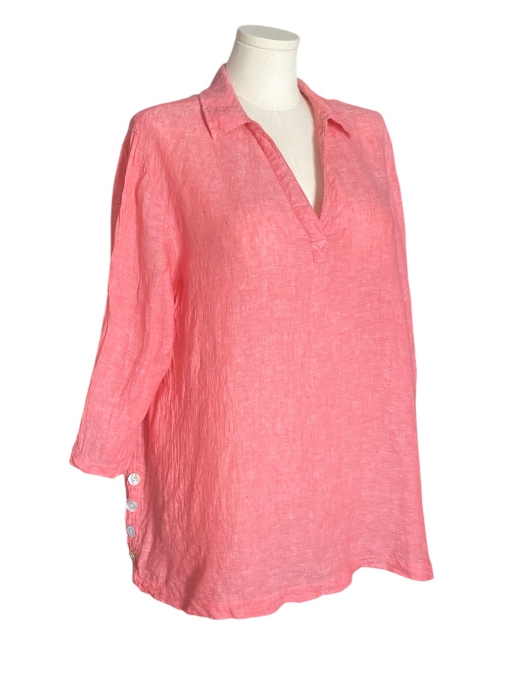 Tahari Women Light Blue 100% Linen Coastal Resort Beach Relaxed Tunic Top Sz 2X - Picture 3 of 10